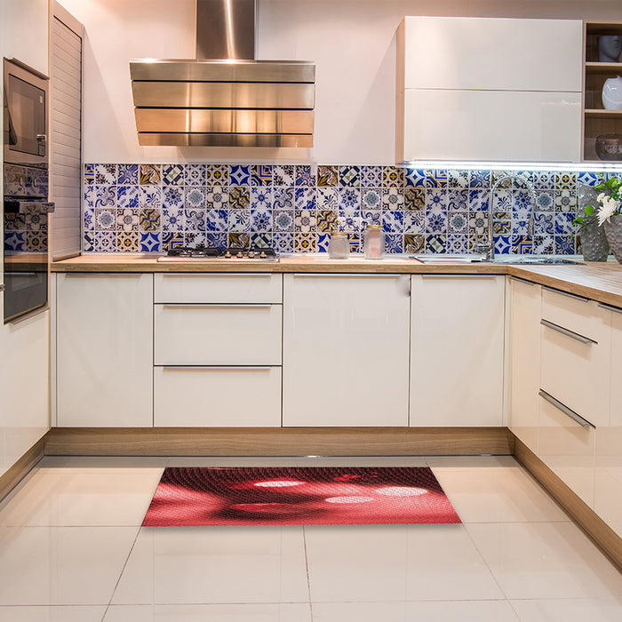 Patterned Red Rug in a Kitchen, pat153rd