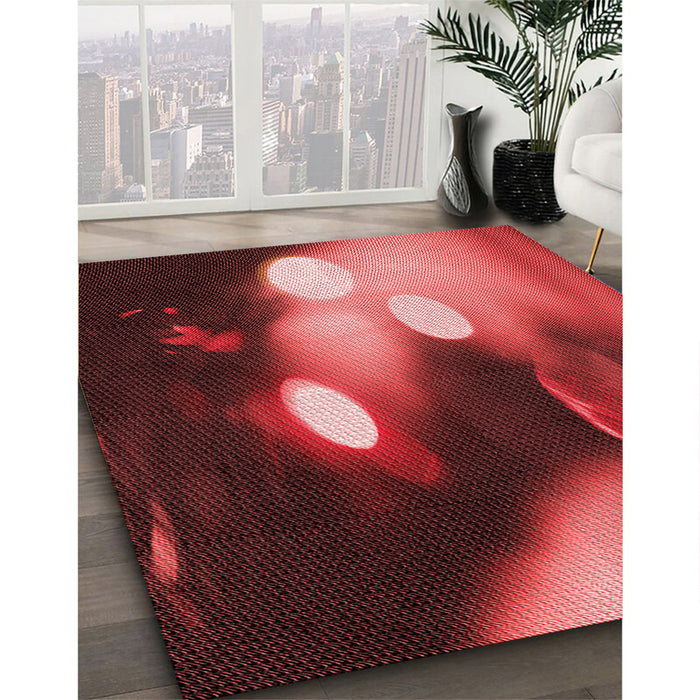 Patterned Red Rug in Family Room, pat153rd