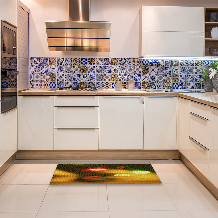 Patterned Red Rug in a Kitchen, pat153yw