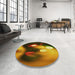 Round Patterned Red Rug in a Office, pat153yw