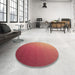 Round Patterned Crimson Red Rug in a Office, pat1530brn