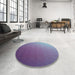 Round Patterned Light Purple Blue Rug in a Office, pat1530lblu