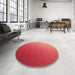 Round Patterned Red Rug in a Office, pat1530org