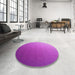 Round Patterned Fuchsia Magenta Purple Rug in a Office, pat1530pur