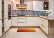 Patterned Neon Red Rug in a Kitchen, pat1530yw