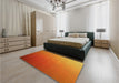 Patterned Neon Red Rug in a Bedroom, pat1530yw