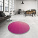 Round Patterned Dark Hot Pink Novelty Rug in a Office, pat1530