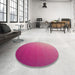 Round Machine Washable Transitional Dark Hot Pink Rug in a Office, wshpat1530