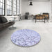 Round Patterned Lavender Blue Rug in a Office, pat1531blu