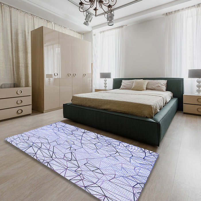 Patterned Lavender Blue Rug in a Bedroom, pat1531blu