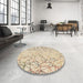 Round Patterned Vanilla Gold Rug in a Office, pat1531brn