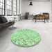 Round Patterned Mint Green Rug in a Office, pat1531grn