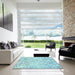 Square Patterned Electric Blue Rug in a Living Room, pat1531lblu