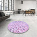 Round Patterned Purple Rug in a Office, pat1531pur