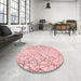 Round Patterned Light Rose Pink Rug in a Office, pat1531rd