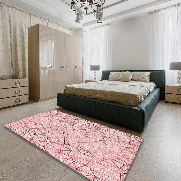 Patterned Light Rose Pink Rug in a Bedroom, pat1531rd