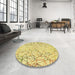 Round Patterned Sun Yellow Rug in a Office, pat1531yw