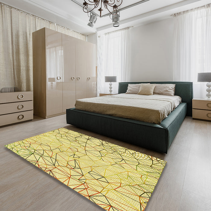Patterned Sun Yellow Rug in a Bedroom, pat1531yw