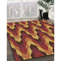 Patterned Tomato Red Rug, pat1532brn