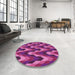 Round Patterned Medium Violet Red Pink Rug in a Office, pat1532pur