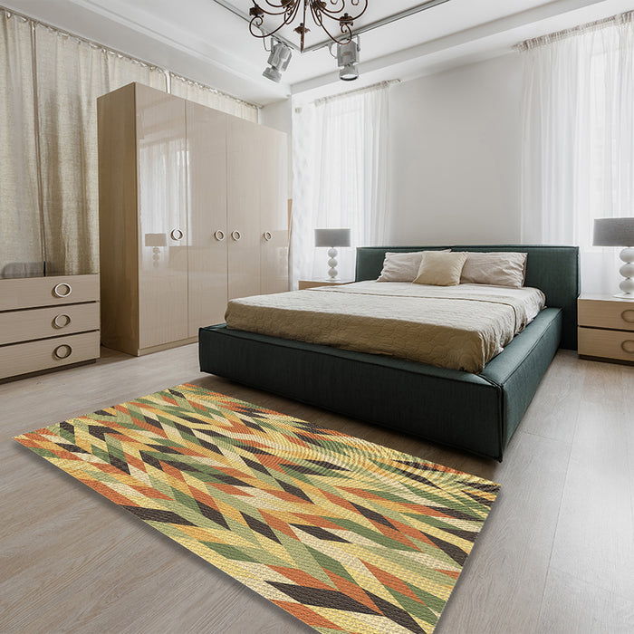 Patterned Light Brown Rug in a Bedroom, pat1533brn