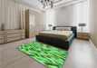 Patterned Emerald Green Rug in a Bedroom, pat1533grn