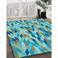 Patterned Sea Green Rug, pat1533lblu