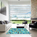 Machine Washable Transitional Green Rug in a Kitchen, wshpat1533lblu