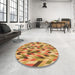 Round Patterned Orange Rug in a Office, pat1533org