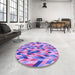 Round Patterned Bright Lilac Purple Rug in a Office, pat1533pur