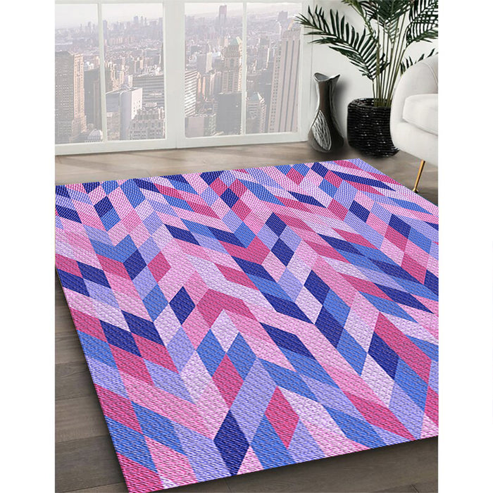 Patterned Bright Lilac Purple Rug in Family Room, pat1533pur