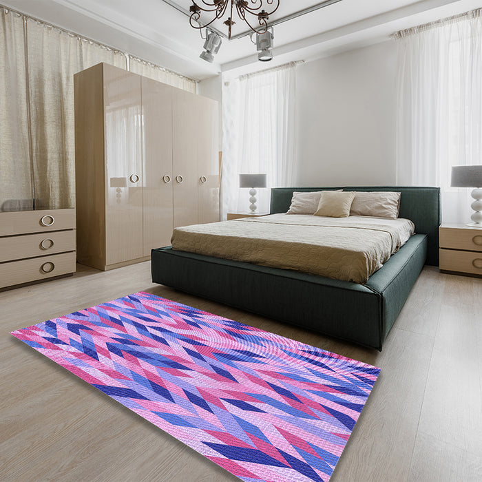 Patterned Bright Lilac Purple Rug in a Bedroom, pat1533pur