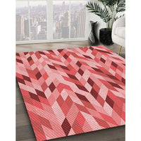 Patterned Light Coral Pink Rug, pat1533rd