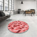 Round Patterned Light Coral Pink Rug in a Office, pat1533rd