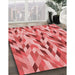 Patterned Light Coral Pink Rug in Family Room, pat1533rd