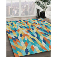 Patterned Light Green Modern Rug, pat1533