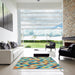 Square Patterned Light Green Modern Rug in a Living Room, pat1533