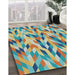 Patterned Light Green Modern Rug in Family Room, pat1533