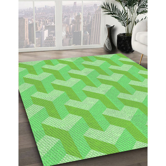 Machine Washable Transitional Emerald Green Rug in a Family Room, wshpat1534grn