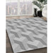 Patterned Platinum Silver Gray Rug in Family Room, pat1534gry