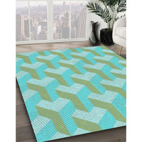 Patterned Emerald Green Rug, pat1534lblu