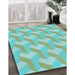 Patterned Emerald Green Rug in Family Room, pat1534lblu