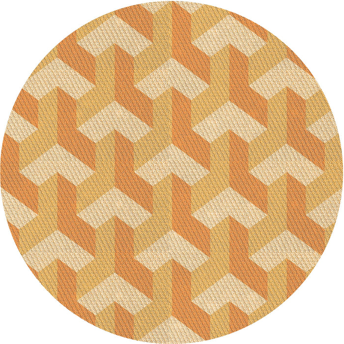 Square Patterned Neon Orange Rug, pat1534org