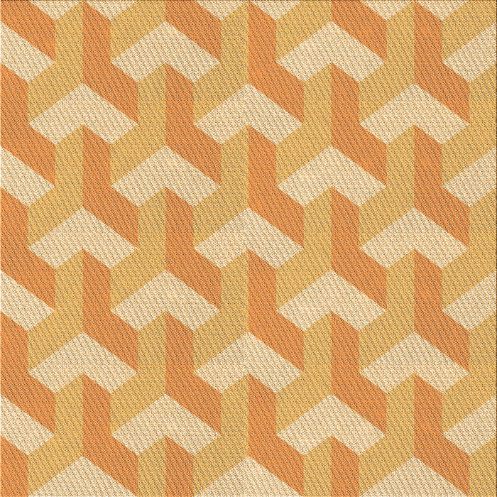 Round Patterned Neon Orange Rug, pat1534org