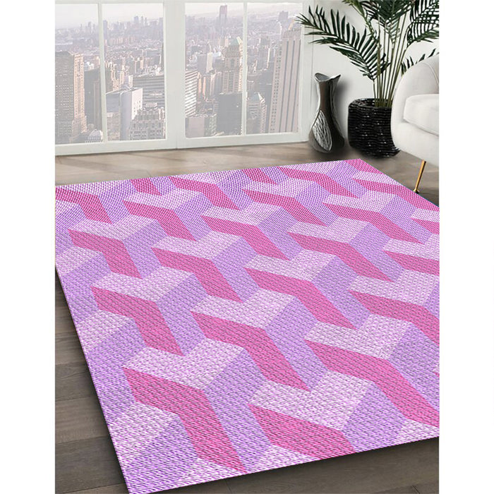 Machine Washable Transitional Blossom Pink Rug in a Family Room, wshpat1534pur