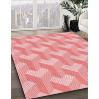 Patterned Pastel Pink Rug, pat1534rd