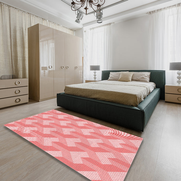 Patterned Pastel Pink Rug in a Bedroom, pat1534rd