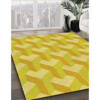 Patterned Yellow Rug, pat1534yw