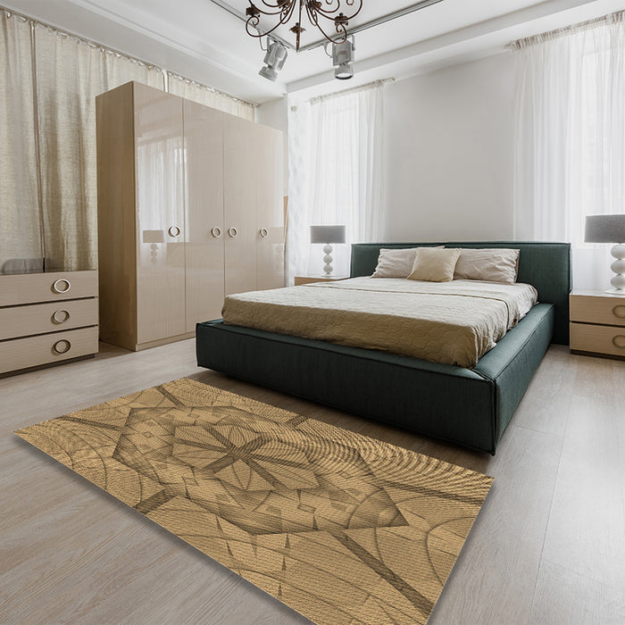 Patterned Oak Brown Rug in a Bedroom, pat1535brn