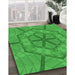 Patterned Lime Green Rug in Family Room, pat1535grn